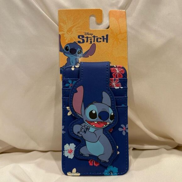 Loungefly X Lilo & Stitch, Stitch & Flowers Vertical Cardholder Royal Blue NWT - Picture 3 of 5